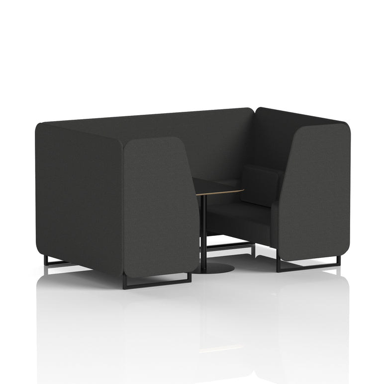 Brixworth Booth with Black Table – 2/4/6 Seater Office Pod, Multiple Colour Options, Black Frame, Plywood & Fabric, Self-Assembly, 10yr Frame Warranty