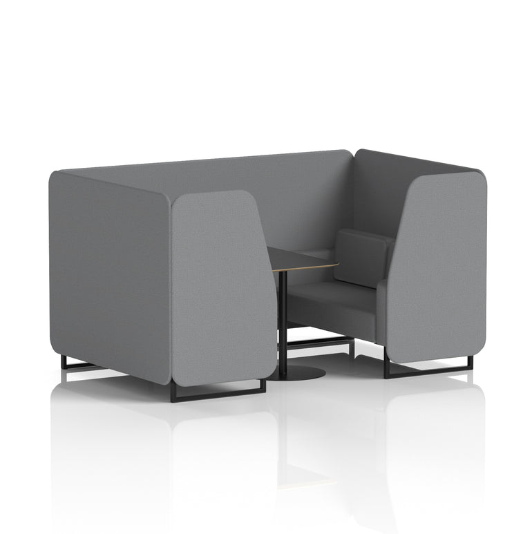 Brixworth Booth with Black Table – 2/4/6 Seater Office Pod, Multiple Colour Options, Black Frame, Plywood & Fabric, Self-Assembly, 10yr Frame Warranty