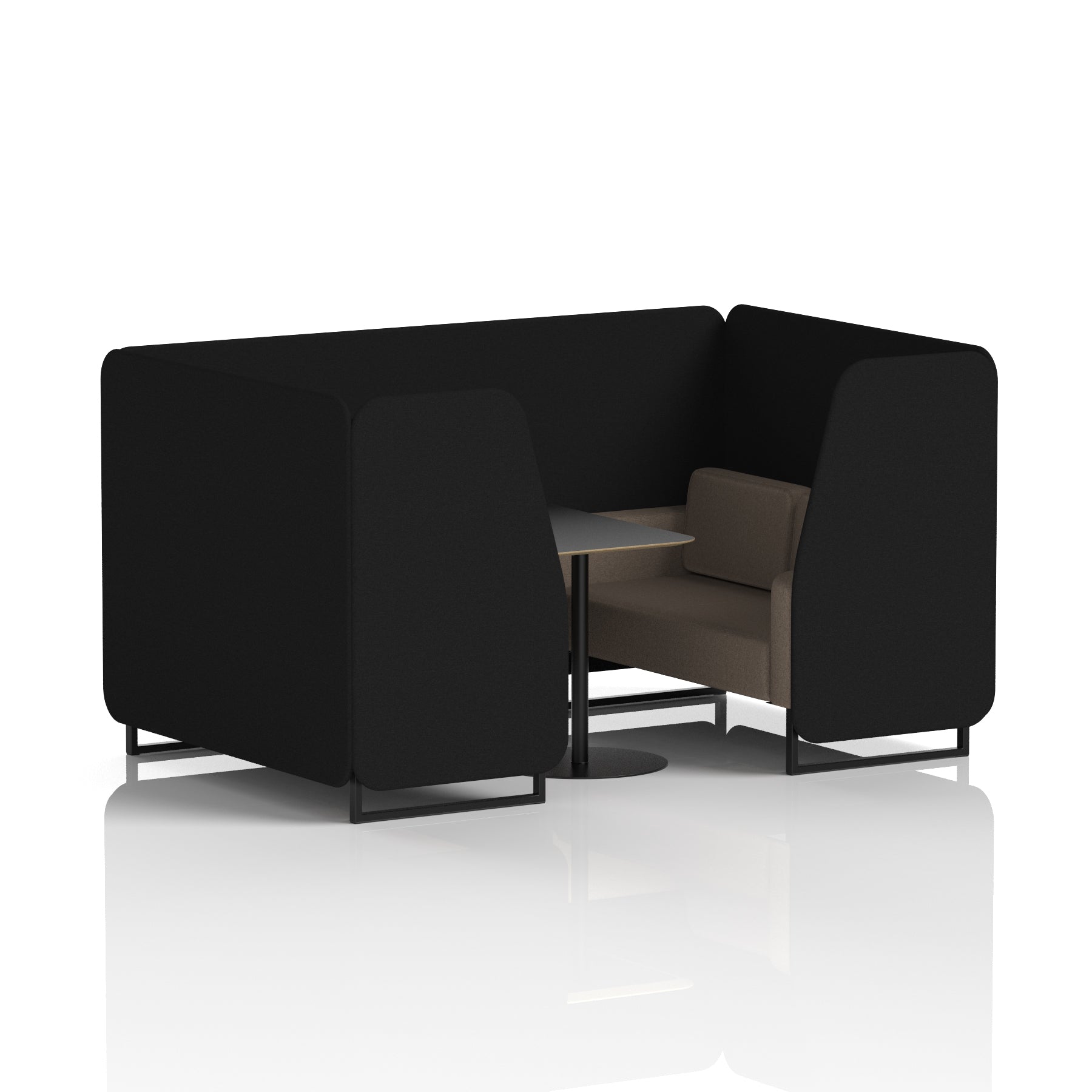 Brixworth Office Booth with Black Table – 2, 4 or 6 Seater, Black Frame, Various Two-Tone Colours – Plywood, Foam & Fabric – Self-Assembly, 10yr Frame Warranty