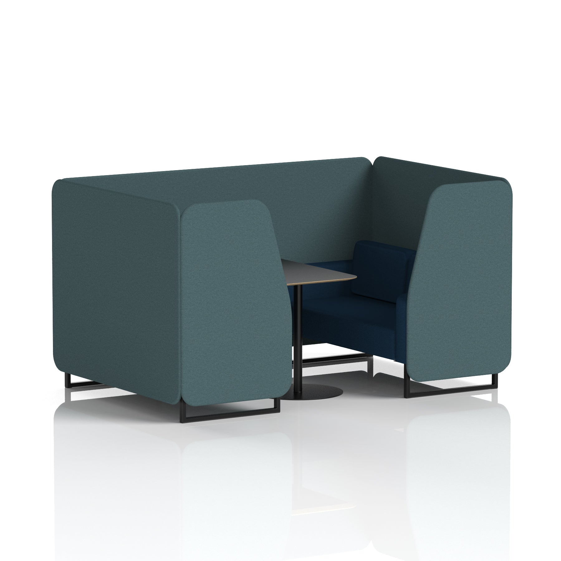 Brixworth Office Booth with Black Table – 2, 4 or 6 Seater, Black Frame, Various Two-Tone Colours – Plywood, Foam & Fabric – Self-Assembly, 10yr Frame Warranty