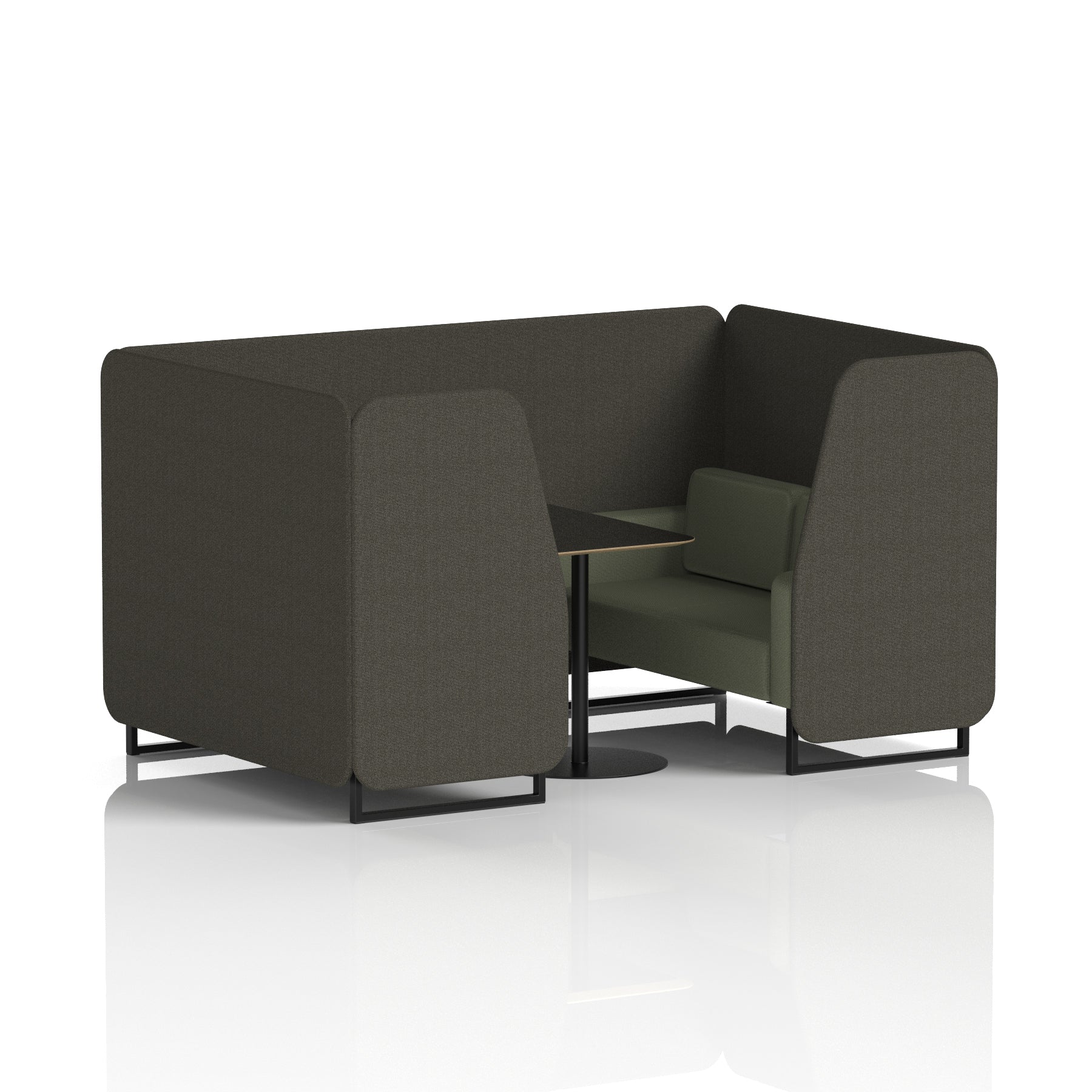 Brixworth Office Booth with Black Table – 2, 4 or 6 Seater, Black Frame, Various Two-Tone Colours – Plywood, Foam & Fabric – Self-Assembly, 10yr Frame Warranty