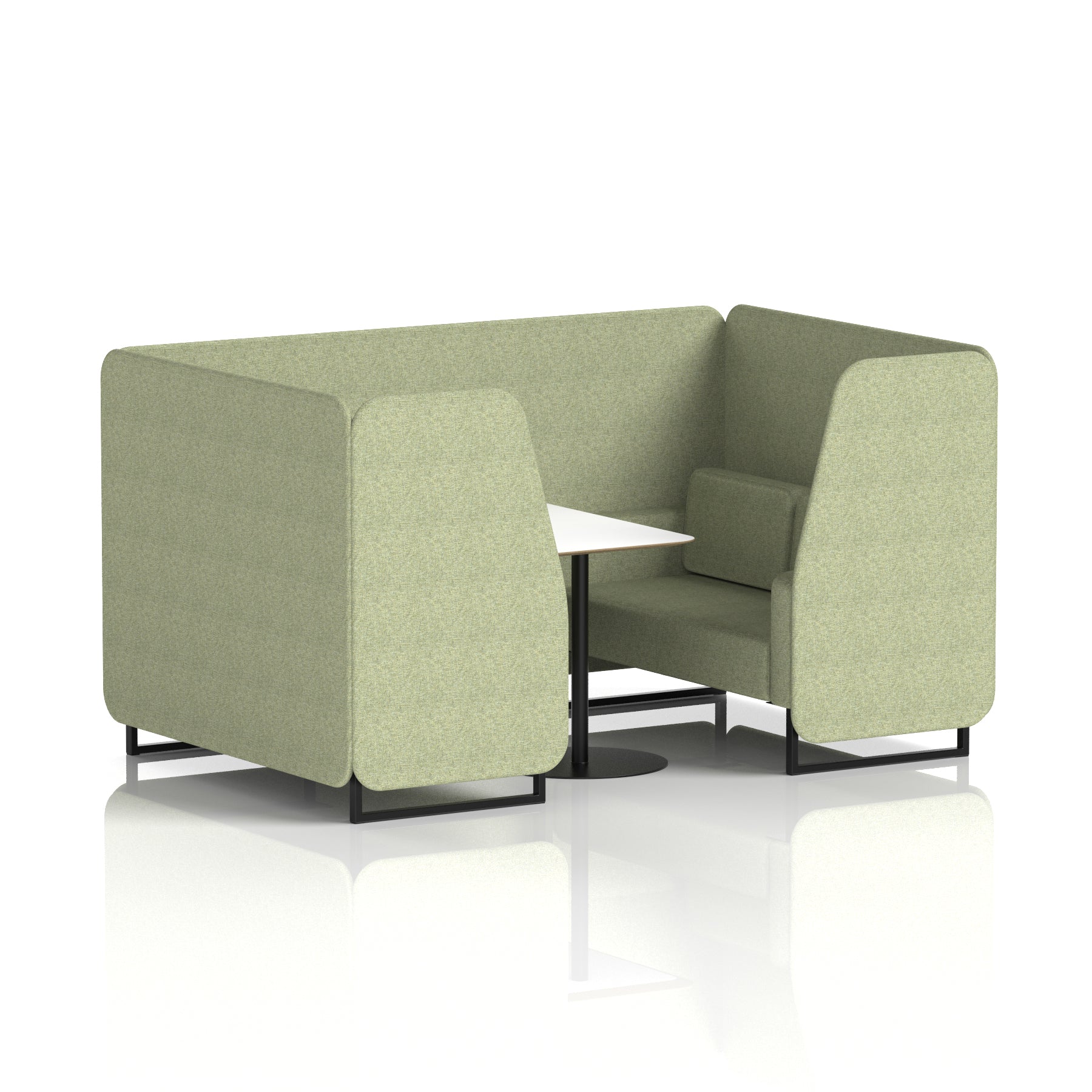 Brixworth Office Booth with White Table, 2/4/6 Seater, Multiple Colours, Black Frame, Plywood & Fabric, Self-Assembly, 10 Yr Frame Warranty