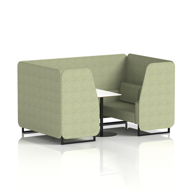 Brixworth Office Booth with White Table, 2/4/6 Seater, Multiple Colours, Black Frame, Plywood & Fabric, Self-Assembly, 10 Yr Frame Warranty