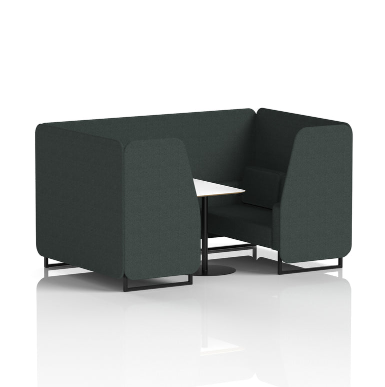 Brixworth Office Booth with White Table, 2/4/6 Seater, Multiple Colours, Black Frame, Plywood & Fabric, Self-Assembly, 10 Yr Frame Warranty