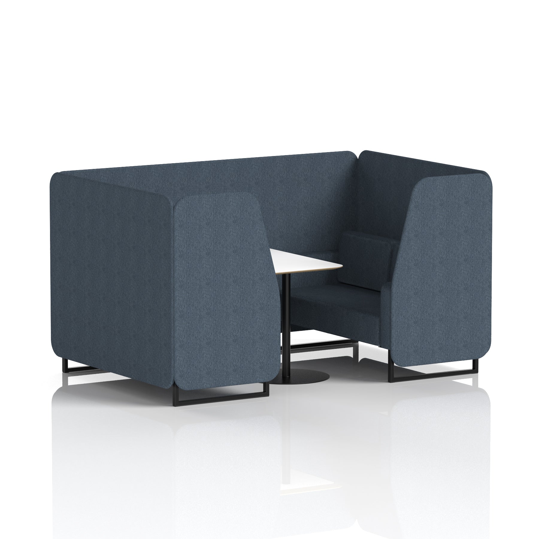 Brixworth Office Booth with White Table, 2/4/6 Seater, Multiple Colours, Black Frame, Plywood & Fabric, Self-Assembly, 10 Yr Frame Warranty