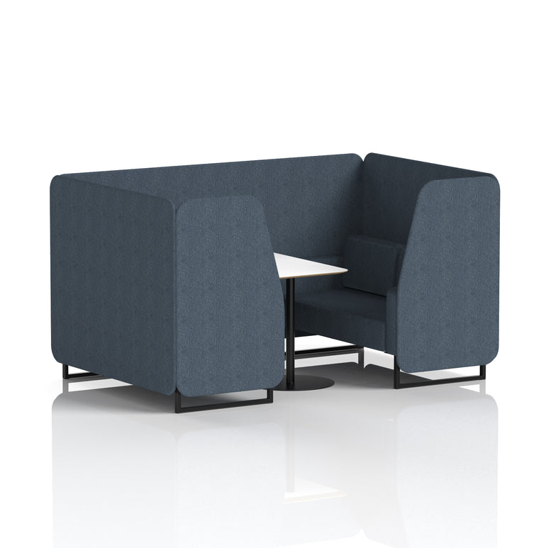 Brixworth Office Booth with White Table, 2/4/6 Seater, Multiple Colours, Black Frame, Plywood & Fabric, Self-Assembly, 10 Yr Frame Warranty
