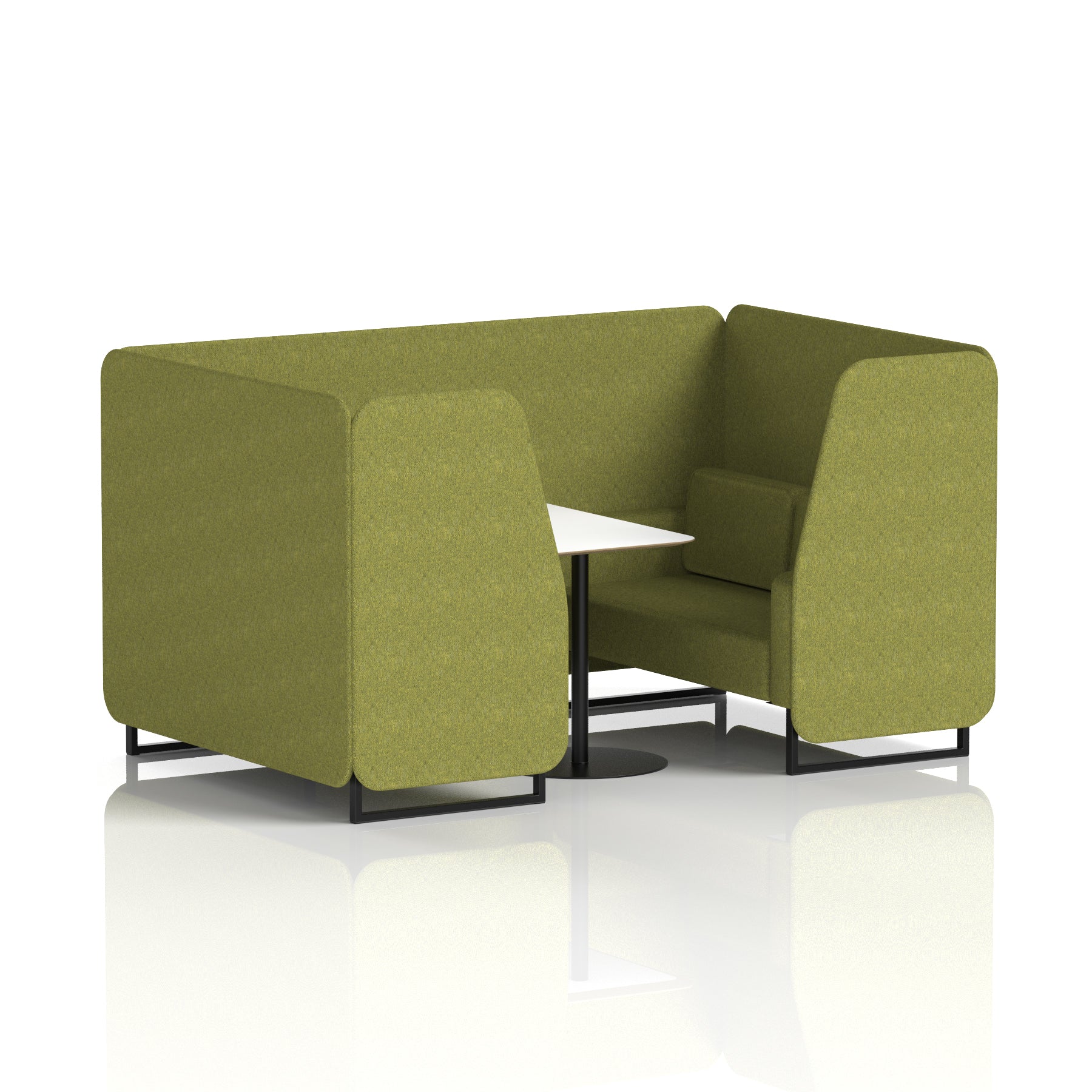 Brixworth Office Booth with White Table, 2/4/6 Seater, Multiple Colours, Black Frame, Plywood & Fabric, Self-Assembly, 10 Yr Frame Warranty