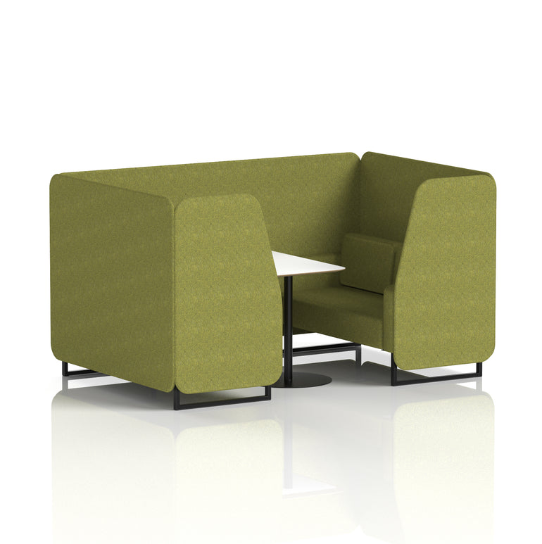 Brixworth Office Booth with White Table, 2/4/6 Seater, Multiple Colours, Black Frame, Plywood & Fabric, Self-Assembly, 10 Yr Frame Warranty