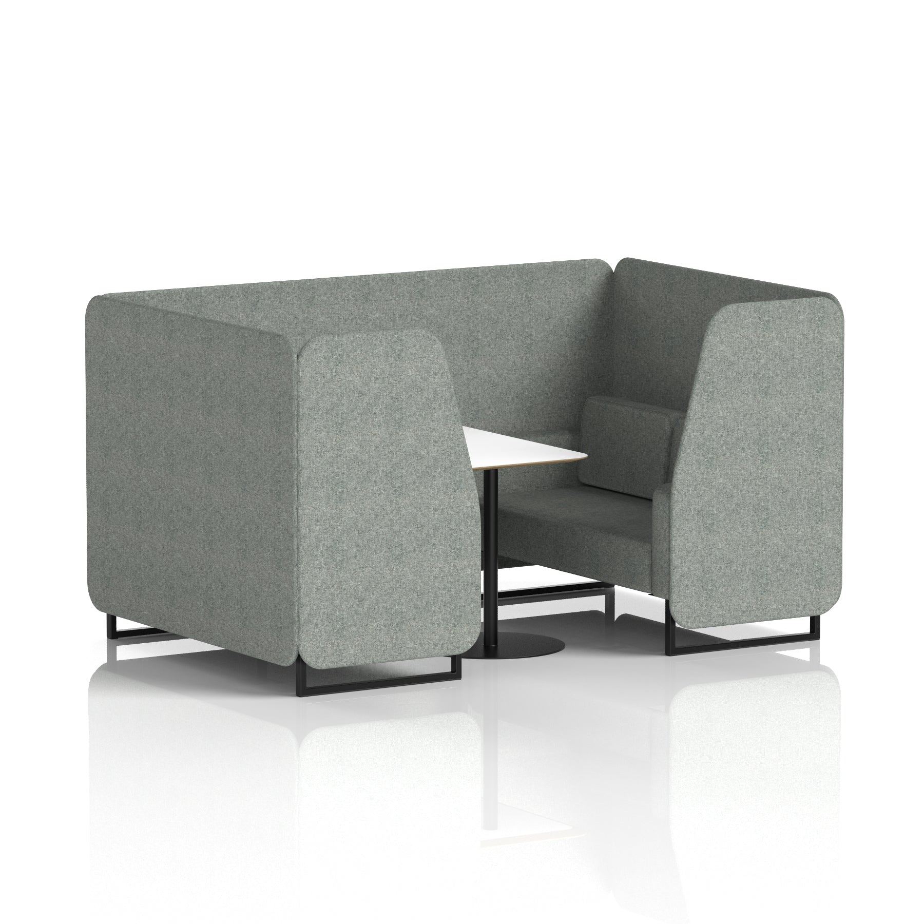 Brixworth Office Booth with White Table, 2/4/6 Seater, Multiple Colours, Black Frame, Plywood & Fabric, Self-Assembly, 10 Yr Frame Warranty