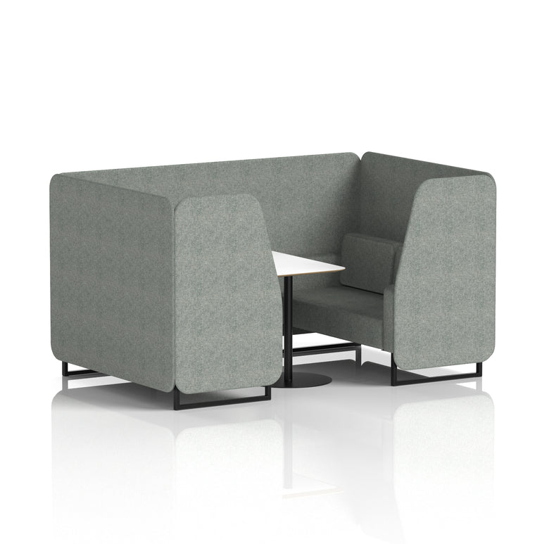 Brixworth Office Booth with White Table, 2/4/6 Seater, Multiple Colours, Black Frame, Plywood & Fabric, Self-Assembly, 10 Yr Frame Warranty