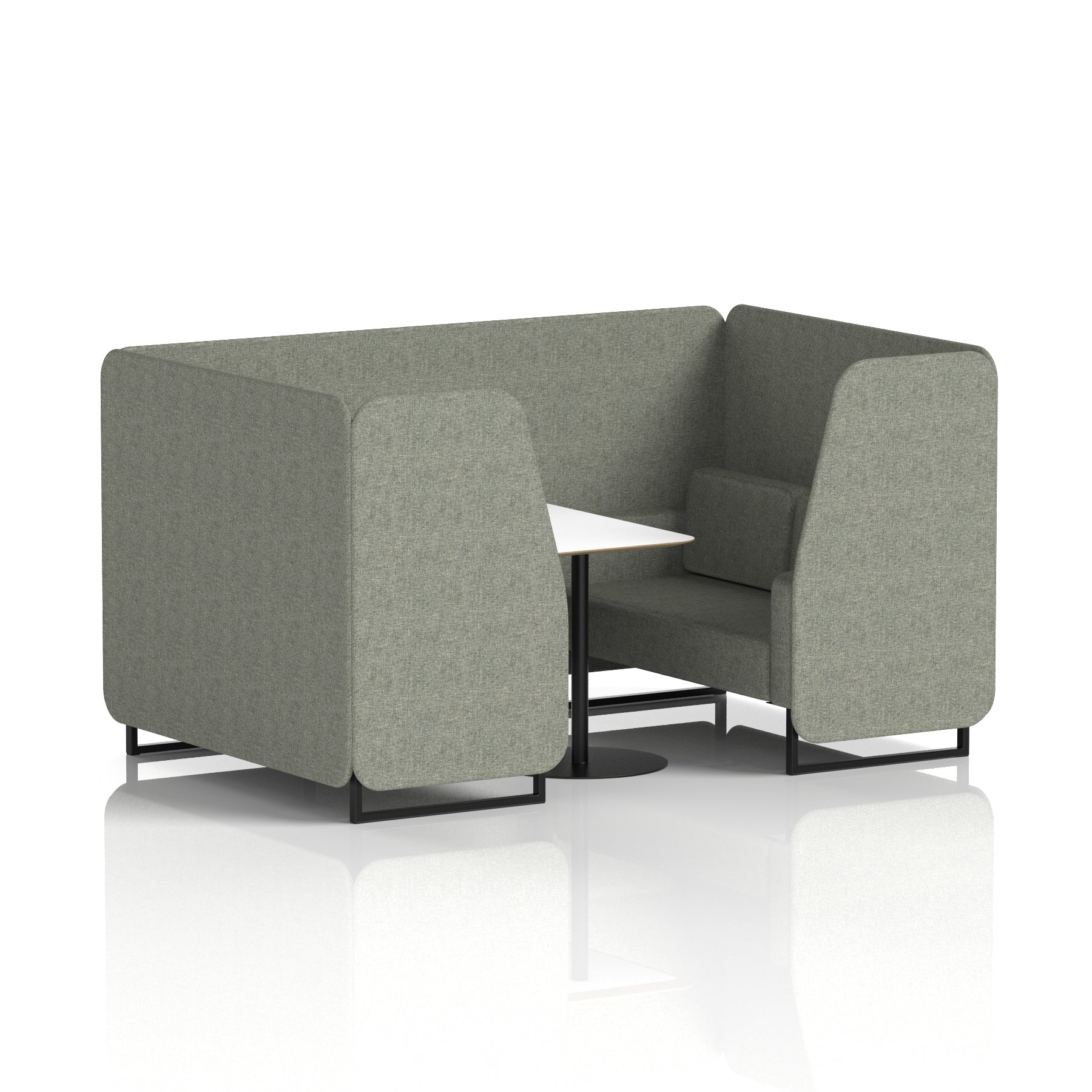 Brixworth Office Booth with White Table, 2/4/6 Seater, Multiple Colours, Black Frame, Plywood & Fabric, Self-Assembly, 10 Yr Frame Warranty