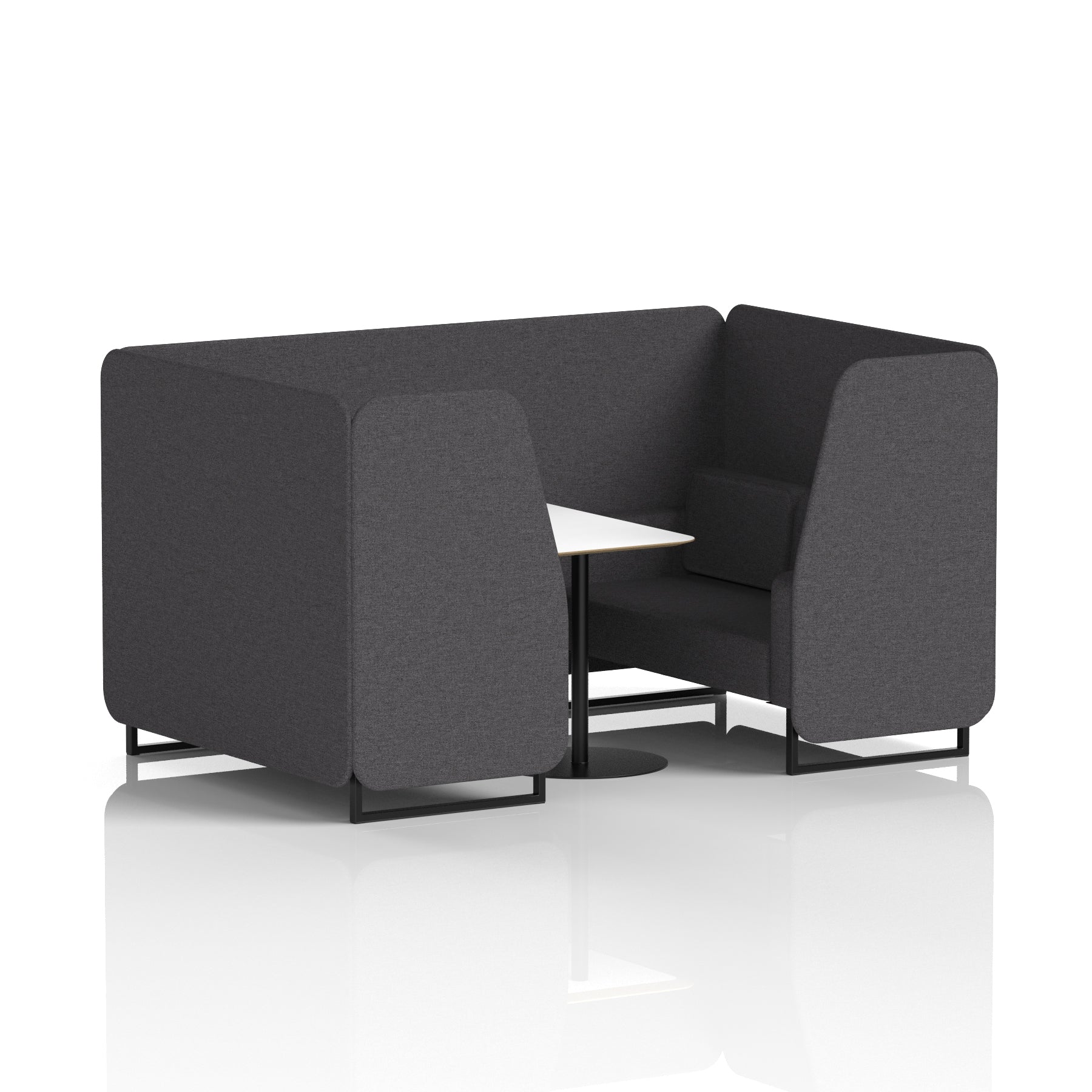Brixworth Office Booth with White Table, 2/4/6 Seater, Multiple Colours, Black Frame, Plywood & Fabric, Self-Assembly, 10 Yr Frame Warranty