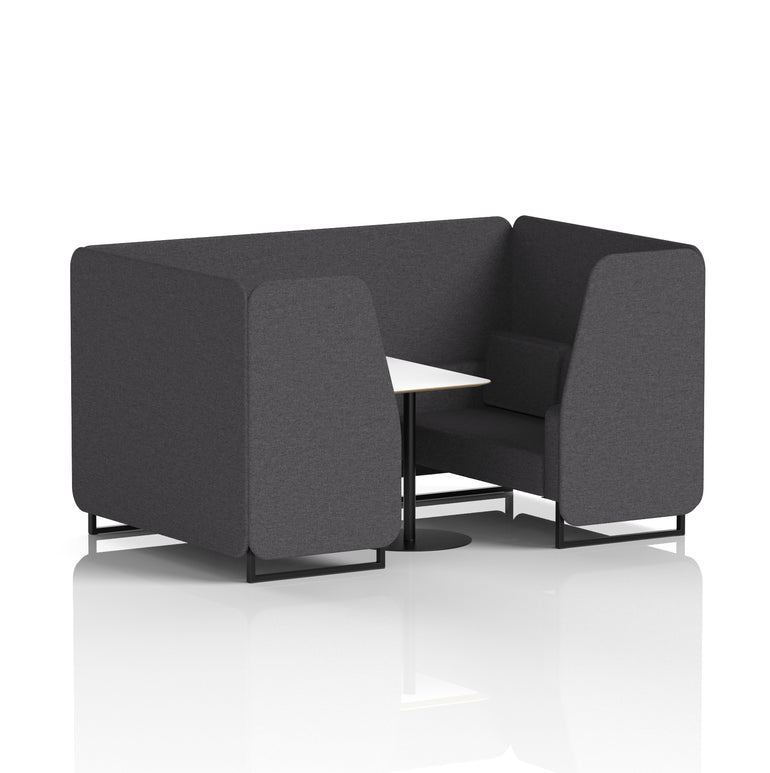 Brixworth Office Booth with White Table, 2/4/6 Seater, Multiple Colours, Black Frame, Plywood & Fabric, Self-Assembly, 10 Yr Frame Warranty