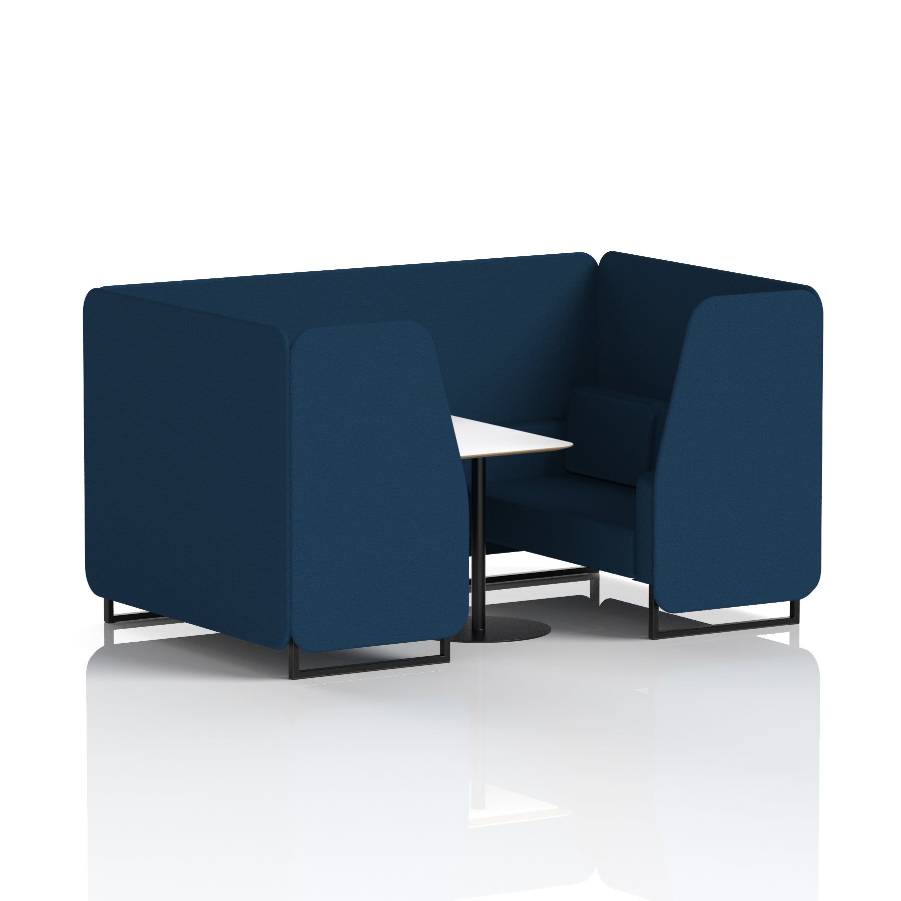 Brixworth Office Booth with White Table, 2/4/6 Seater, Multiple Colours, Black Frame, Plywood & Fabric, Self-Assembly, 10 Yr Frame Warranty