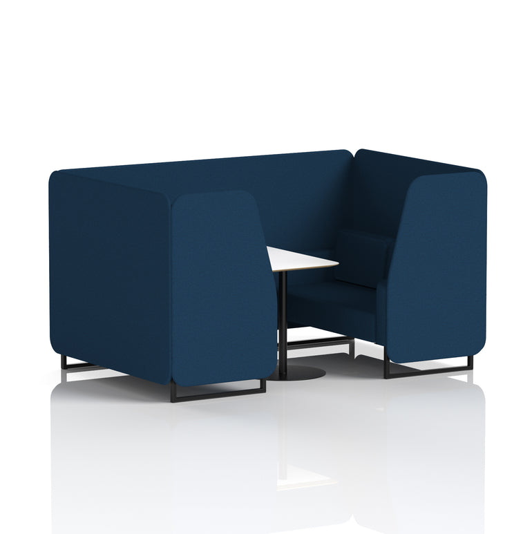 Brixworth Office Booth with White Table, 2/4/6 Seater, Multiple Colours, Black Frame, Plywood & Fabric, Self-Assembly, 10 Yr Frame Warranty