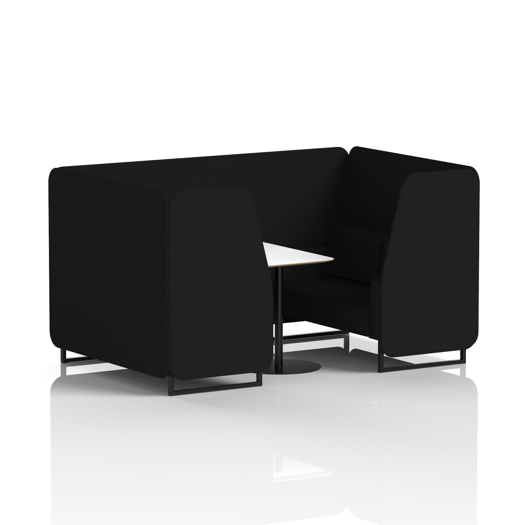 Brixworth Office Booth with White Table, 2/4/6 Seater, Multiple Colours, Black Frame, Plywood & Fabric, Self-Assembly, 10 Yr Frame Warranty