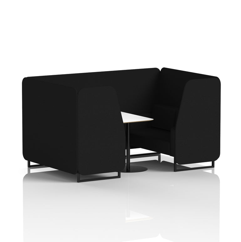 Brixworth Office Booth with White Table, 2/4/6 Seater, Multiple Colours, Black Frame, Plywood & Fabric, Self-Assembly, 10 Yr Frame Warranty