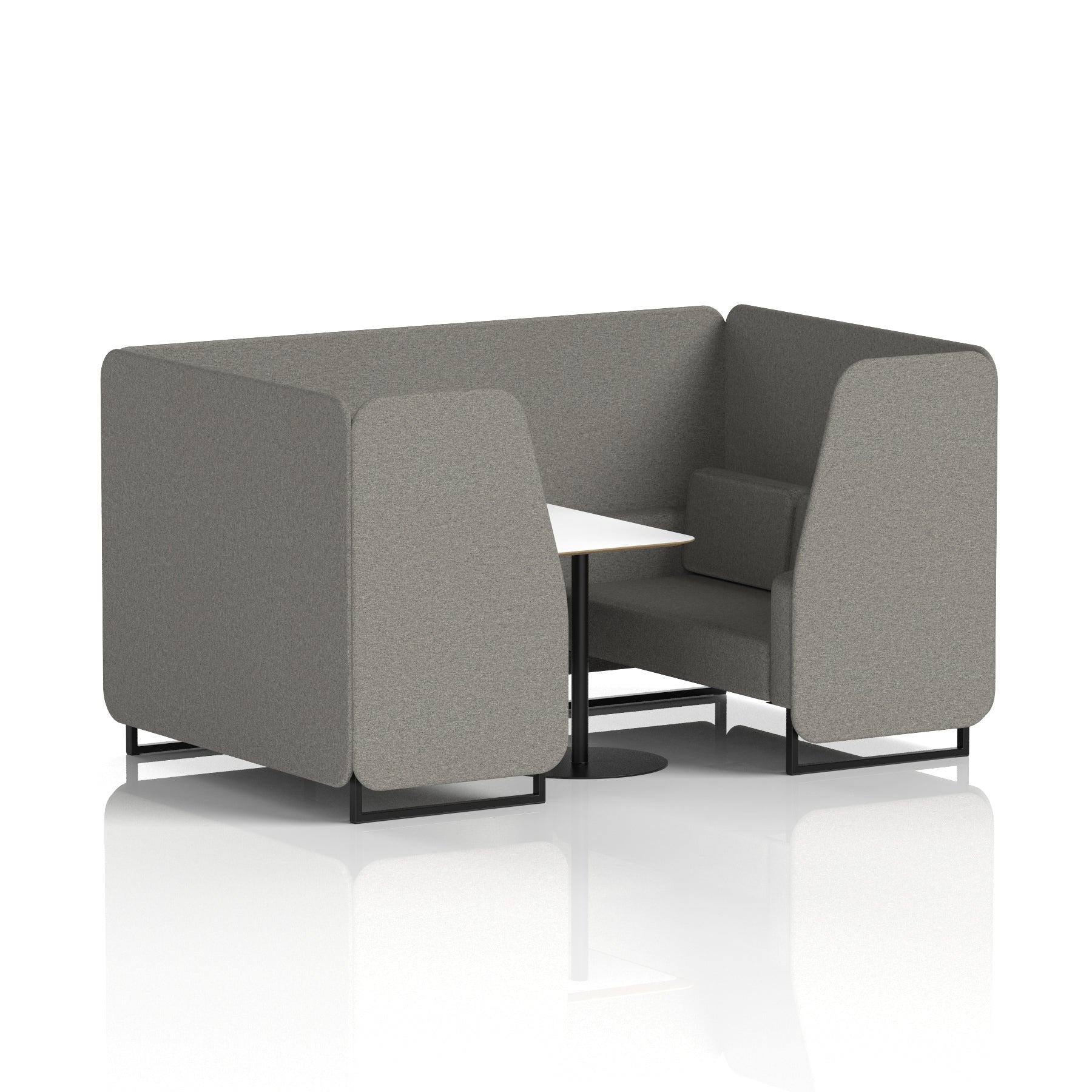 Brixworth Office Booth with White Table, 2/4/6 Seater, Multiple Colours, Black Frame, Plywood & Fabric, Self-Assembly, 10 Yr Frame Warranty