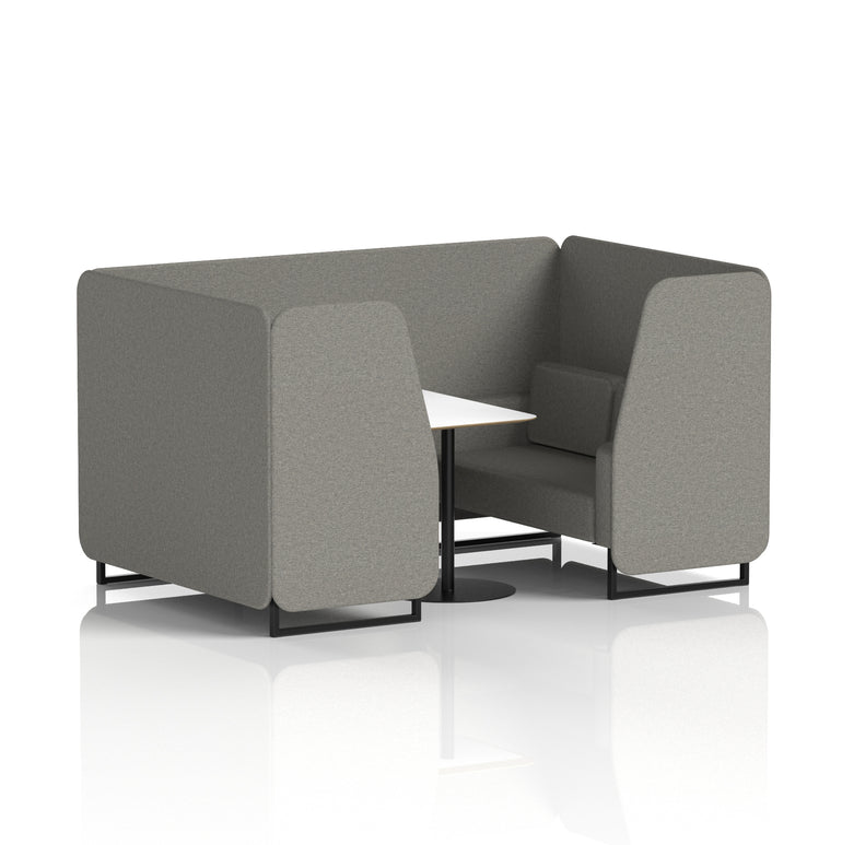 Brixworth Office Booth with White Table, 2/4/6 Seater, Multiple Colours, Black Frame, Plywood & Fabric, Self-Assembly, 10 Yr Frame Warranty