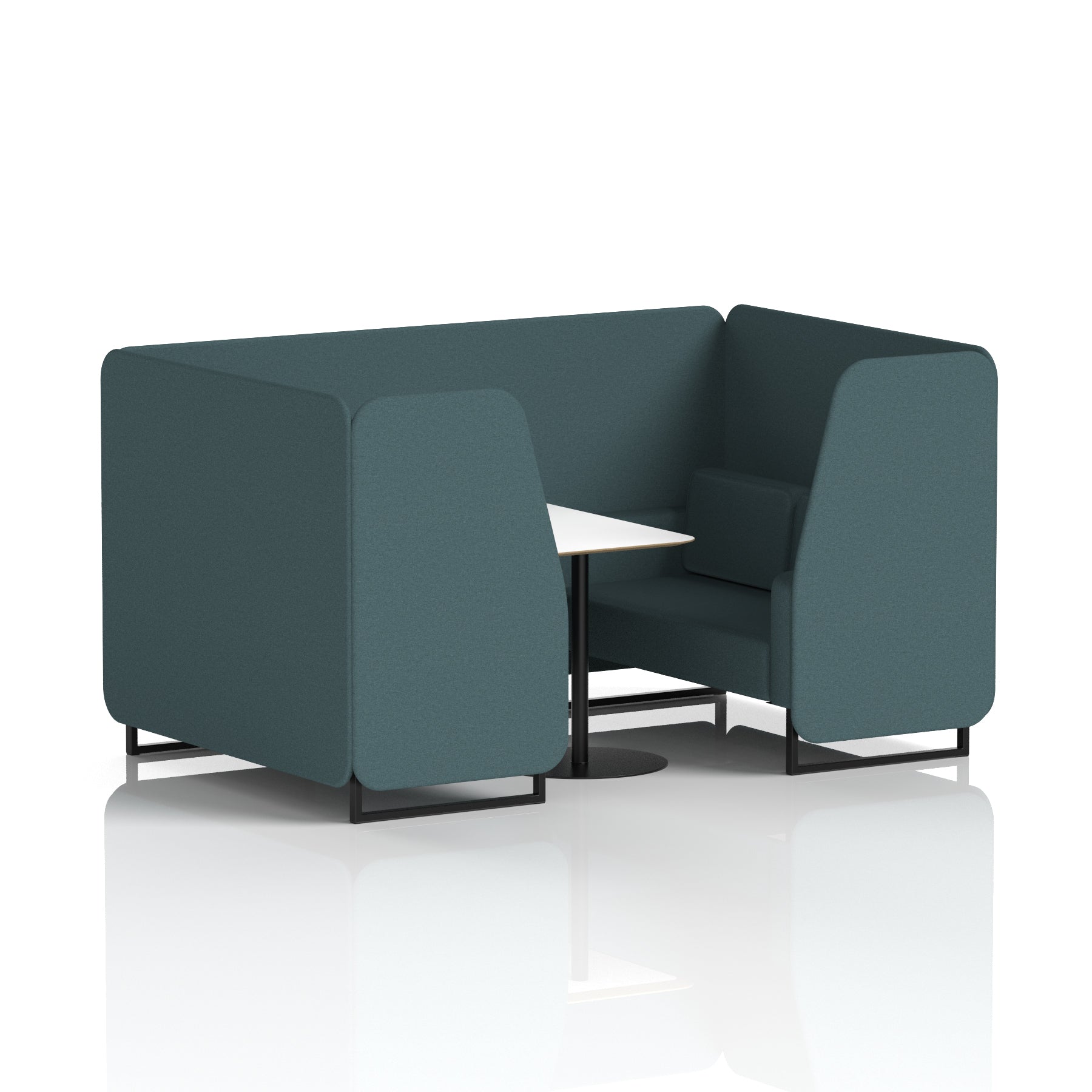 Brixworth Office Booth with White Table, 2/4/6 Seater, Multiple Colours, Black Frame, Plywood & Fabric, Self-Assembly, 10 Yr Frame Warranty