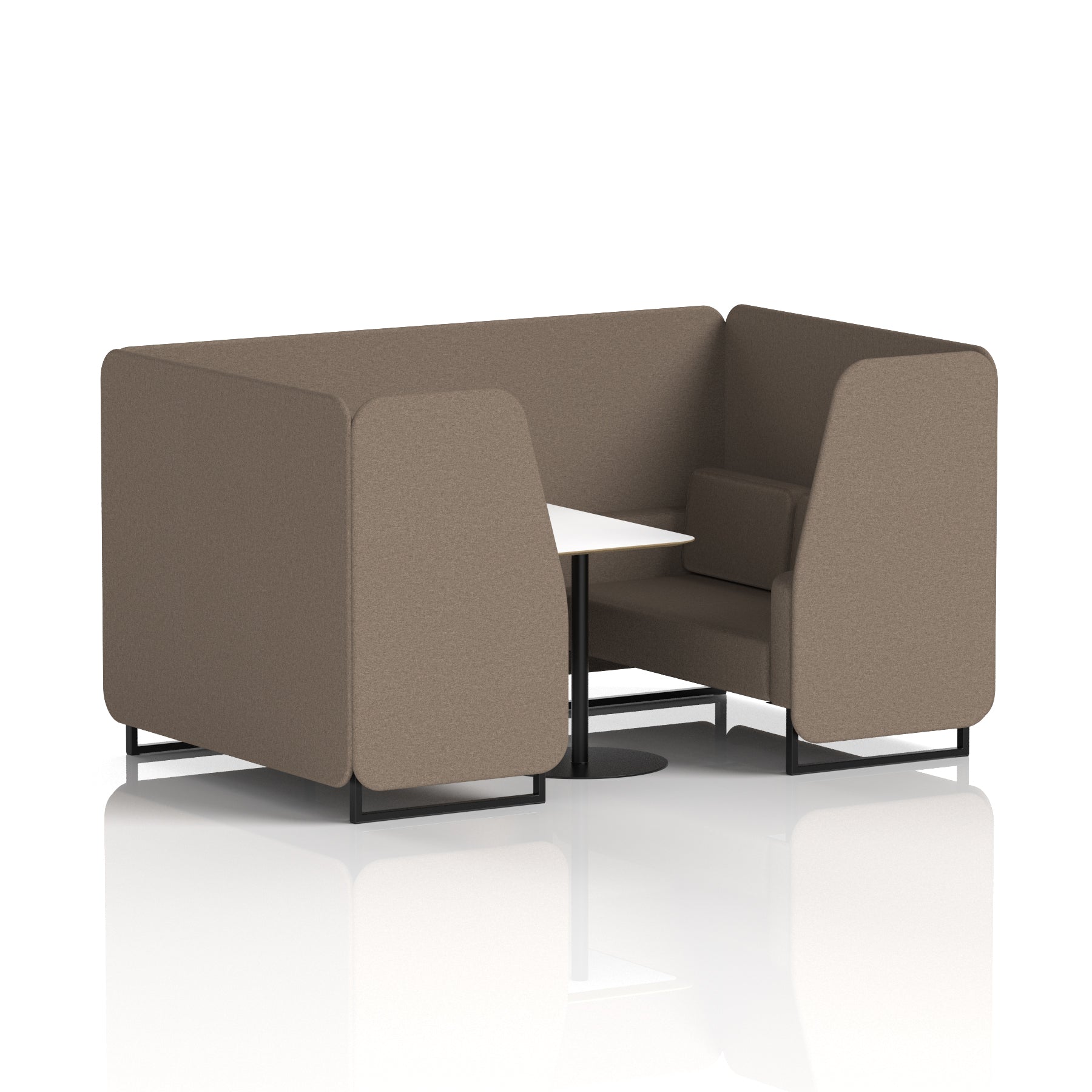 Brixworth Office Booth with White Table, 2/4/6 Seater, Multiple Colours, Black Frame, Plywood & Fabric, Self-Assembly, 10 Yr Frame Warranty
