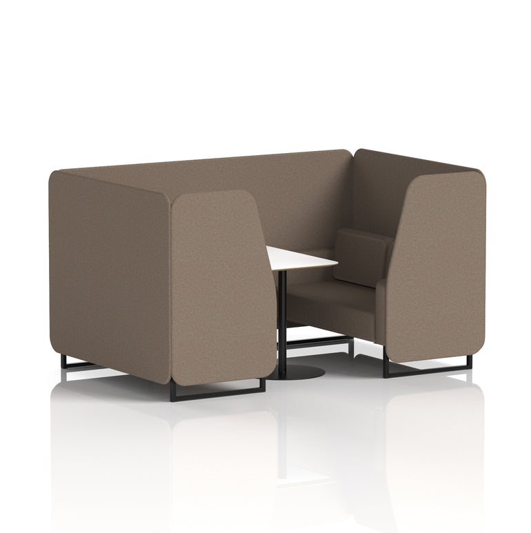 Brixworth Office Booth with White Table, 2/4/6 Seater, Multiple Colours, Black Frame, Plywood & Fabric, Self-Assembly, 10 Yr Frame Warranty