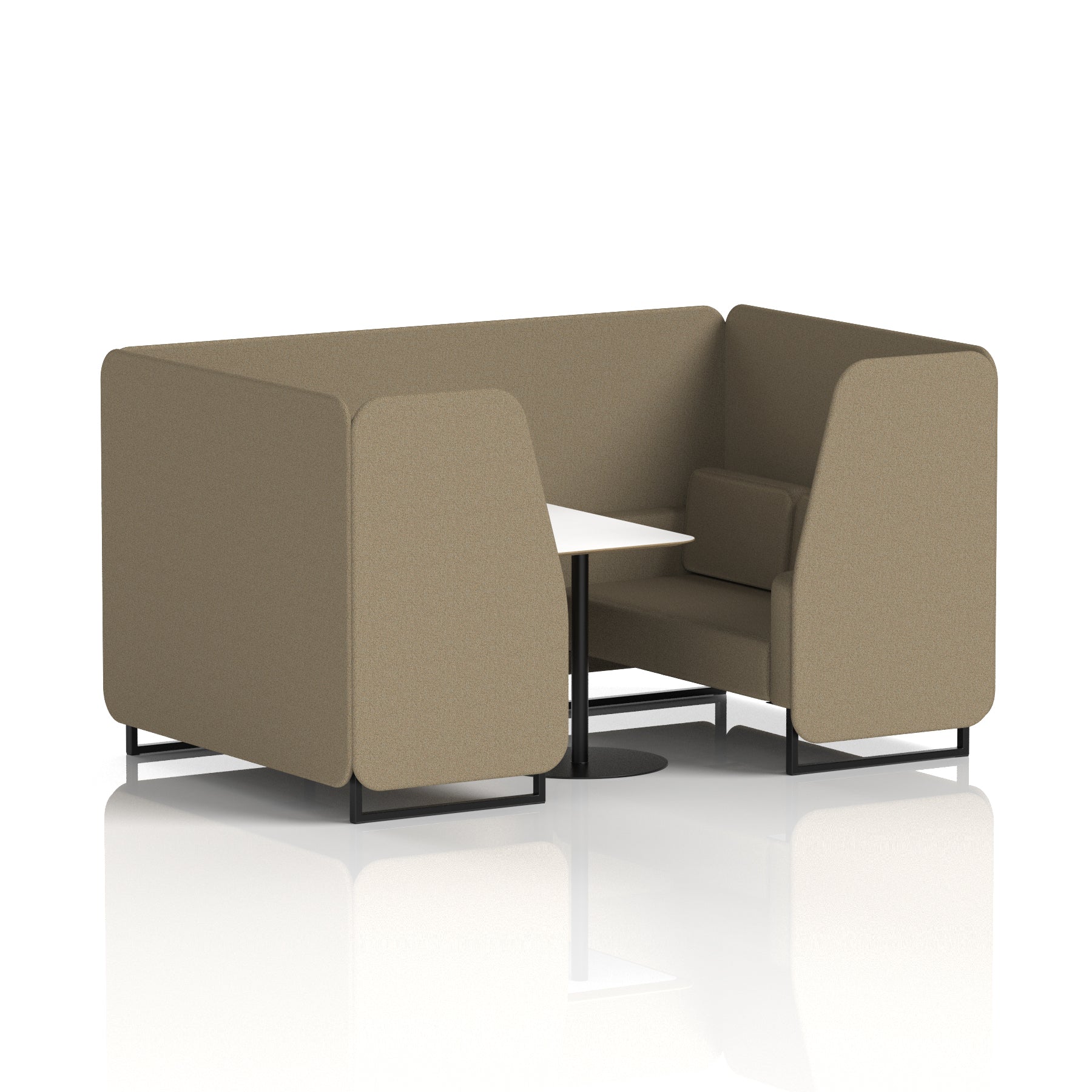 Brixworth Office Booth with White Table, 2/4/6 Seater, Multiple Colours, Black Frame, Plywood & Fabric, Self-Assembly, 10 Yr Frame Warranty