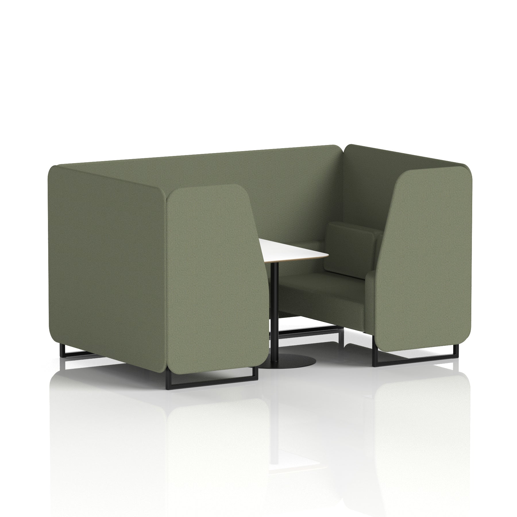 Brixworth Office Booth with White Table, 2/4/6 Seater, Multiple Colours, Black Frame, Plywood & Fabric, Self-Assembly, 10 Yr Frame Warranty