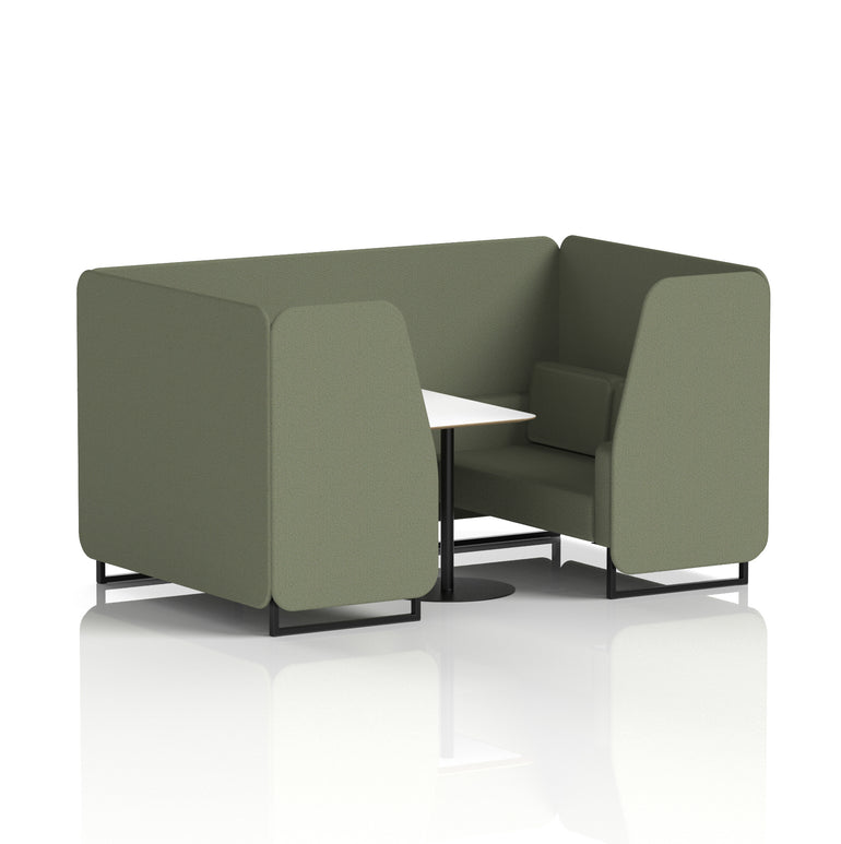 Brixworth Office Booth with White Table, 2/4/6 Seater, Multiple Colours, Black Frame, Plywood & Fabric, Self-Assembly, 10 Yr Frame Warranty