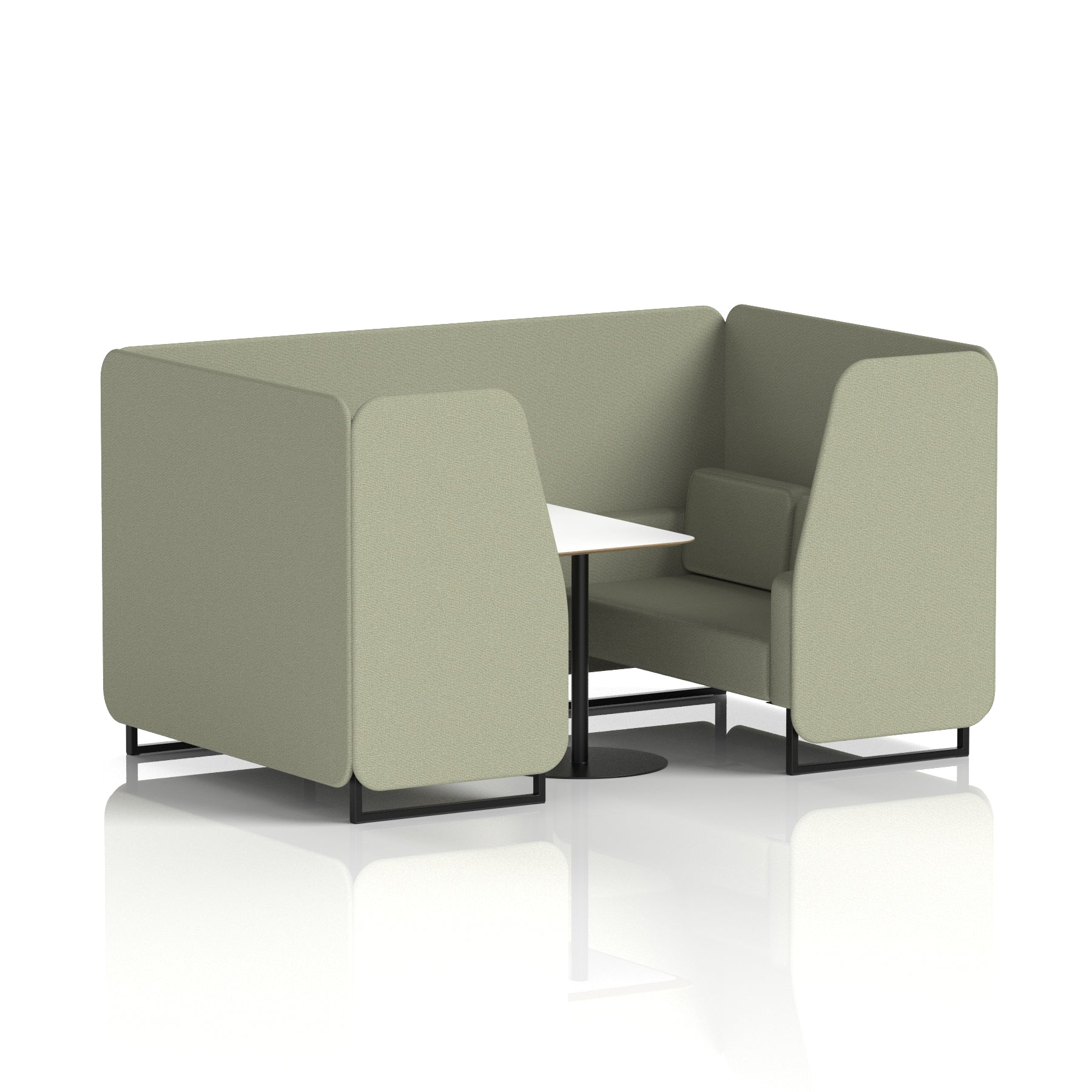Brixworth Office Booth with White Table, 2/4/6 Seater, Multiple Colours, Black Frame, Plywood & Fabric, Self-Assembly, 10 Yr Frame Warranty
