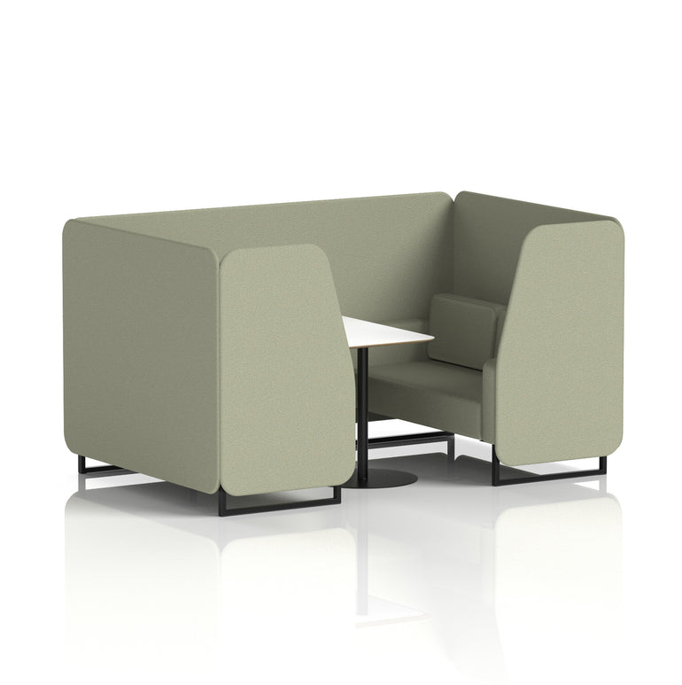 Brixworth Office Booth with White Table, 2/4/6 Seater, Multiple Colours, Black Frame, Plywood & Fabric, Self-Assembly, 10 Yr Frame Warranty