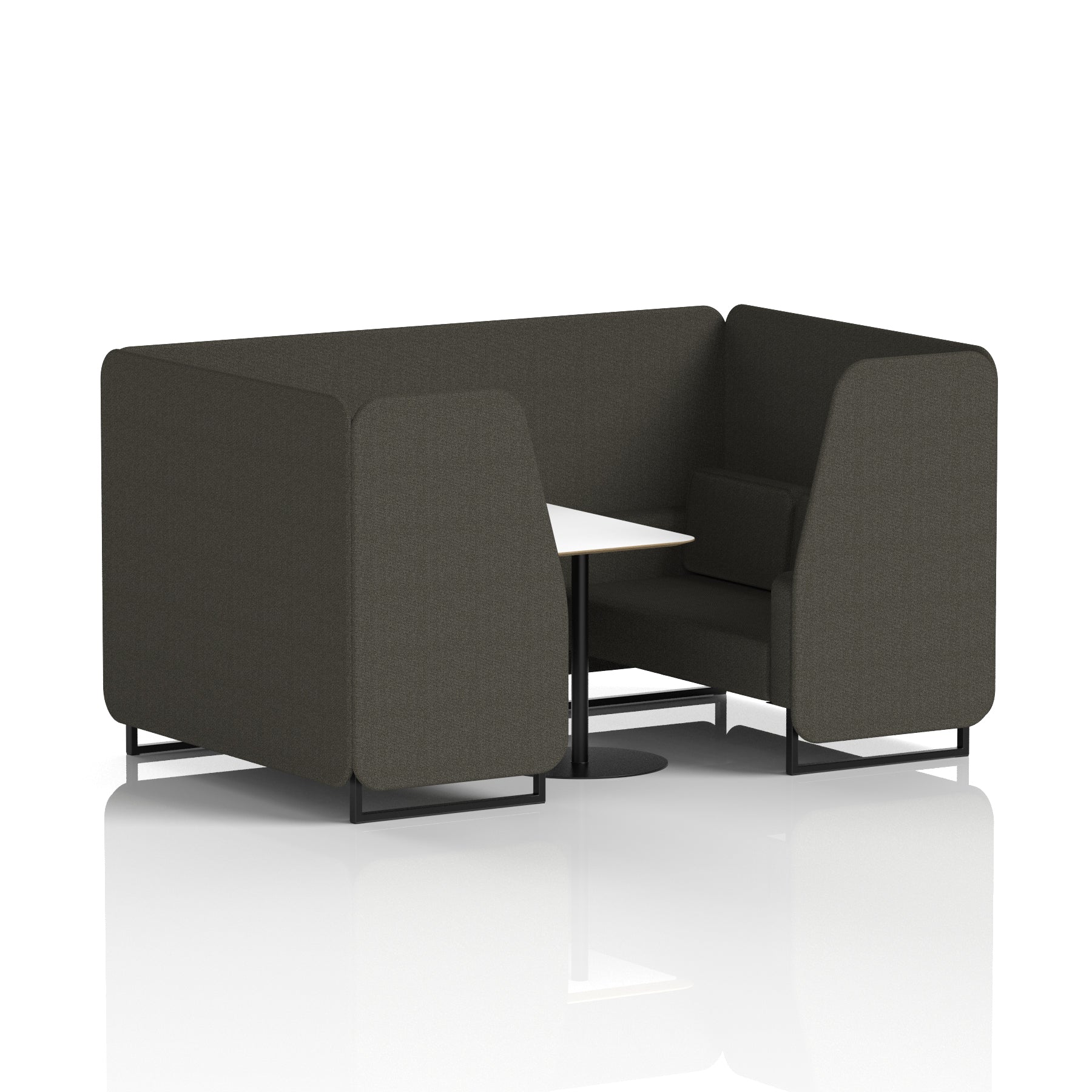Brixworth Office Booth with White Table, 2/4/6 Seater, Multiple Colours, Black Frame, Plywood & Fabric, Self-Assembly, 10 Yr Frame Warranty
