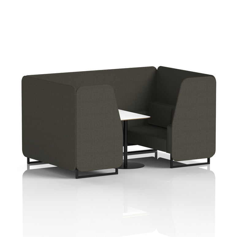 Brixworth Office Booth with White Table, 2/4/6 Seater, Multiple Colours, Black Frame, Plywood & Fabric, Self-Assembly, 10 Yr Frame Warranty