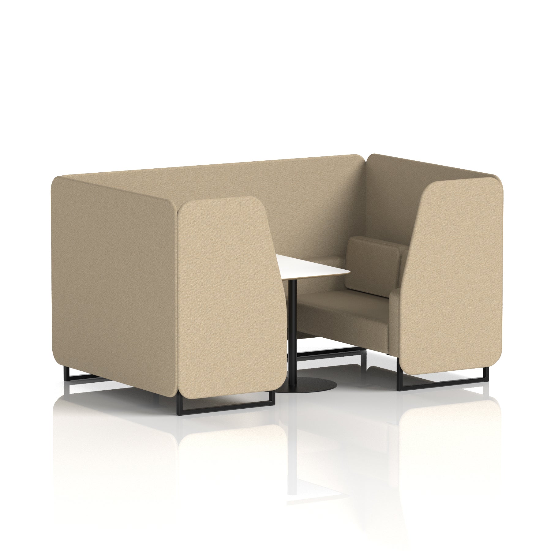 Brixworth Office Booth with White Table, 2/4/6 Seater, Multiple Colours, Black Frame, Plywood & Fabric, Self-Assembly, 10 Yr Frame Warranty