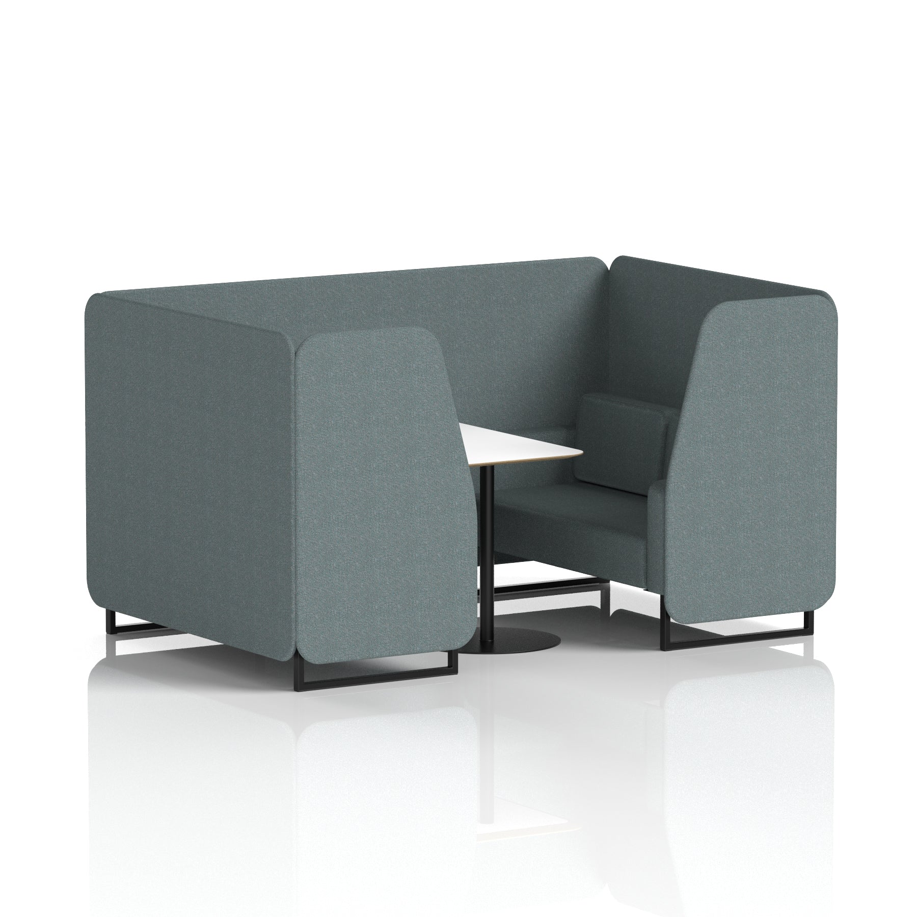 Brixworth Office Booth with White Table, 2/4/6 Seater, Multiple Colours, Black Frame, Plywood & Fabric, Self-Assembly, 10 Yr Frame Warranty