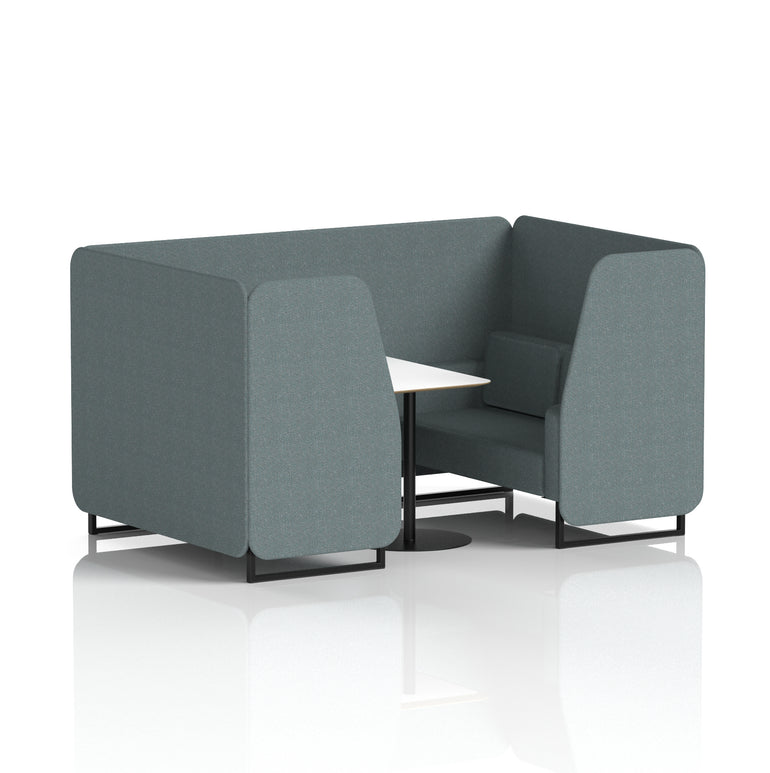Brixworth Office Booth with White Table, 2/4/6 Seater, Multiple Colours, Black Frame, Plywood & Fabric, Self-Assembly, 10 Yr Frame Warranty