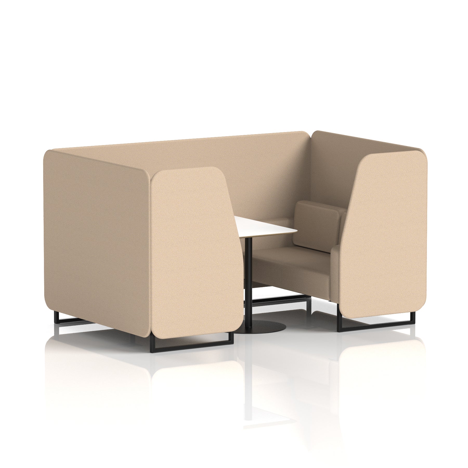Brixworth Office Booth with White Table, 2/4/6 Seater, Multiple Colours, Black Frame, Plywood & Fabric, Self-Assembly, 10 Yr Frame Warranty