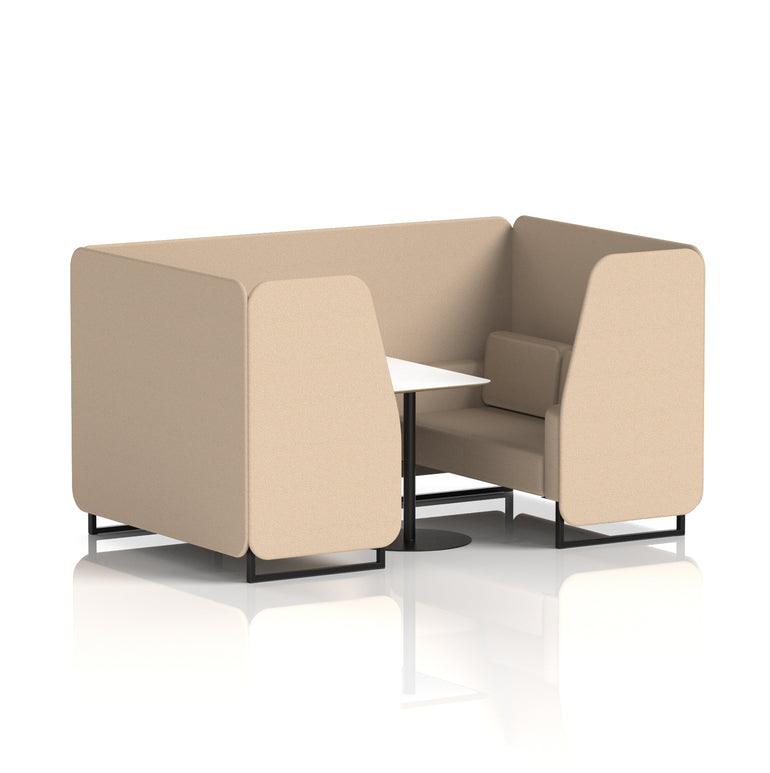 Brixworth Office Booth with White Table, 2/4/6 Seater, Multiple Colours, Black Frame, Plywood & Fabric, Self-Assembly, 10 Yr Frame Warranty