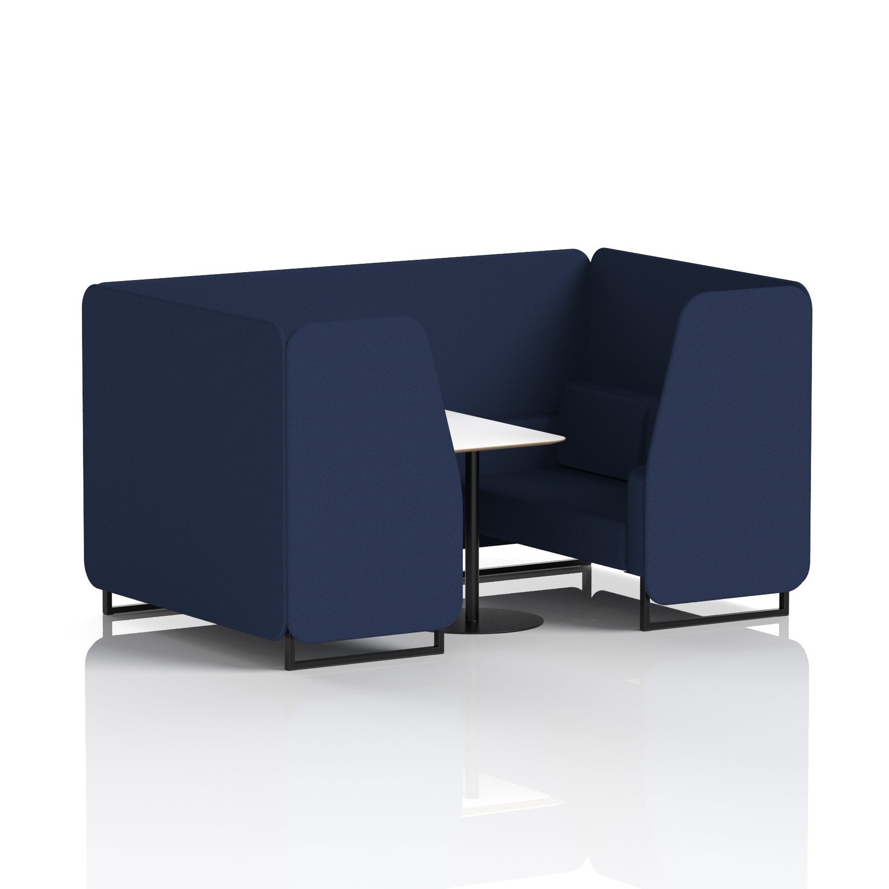 Brixworth Office Booth with White Table, 2/4/6 Seater, Multiple Colours, Black Frame, Plywood & Fabric, Self-Assembly, 10 Yr Frame Warranty