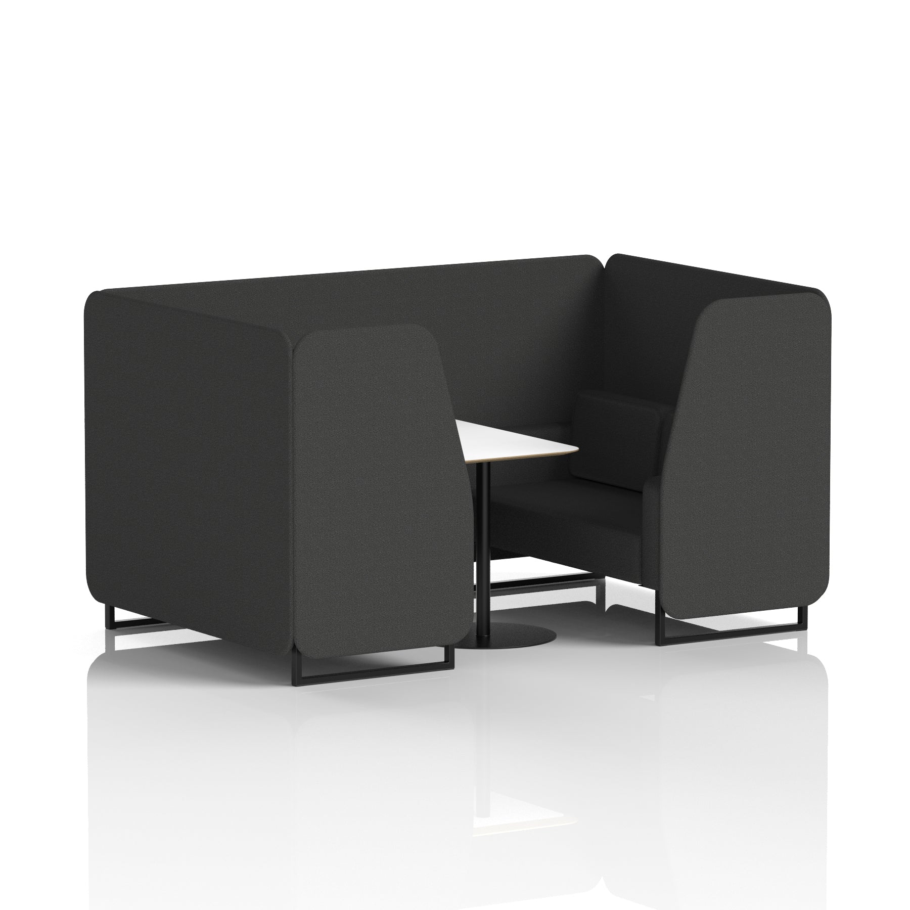 Brixworth Office Booth with White Table, 2/4/6 Seater, Multiple Colours, Black Frame, Plywood & Fabric, Self-Assembly, 10 Yr Frame Warranty