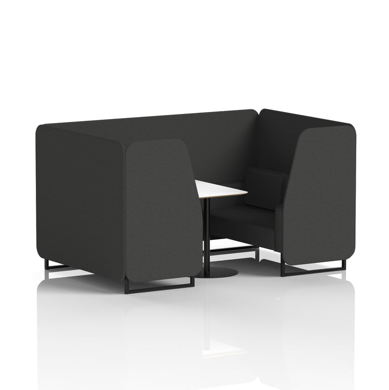 Brixworth Office Booth with White Table, 2/4/6 Seater, Multiple Colours, Black Frame, Plywood & Fabric, Self-Assembly, 10 Yr Frame Warranty