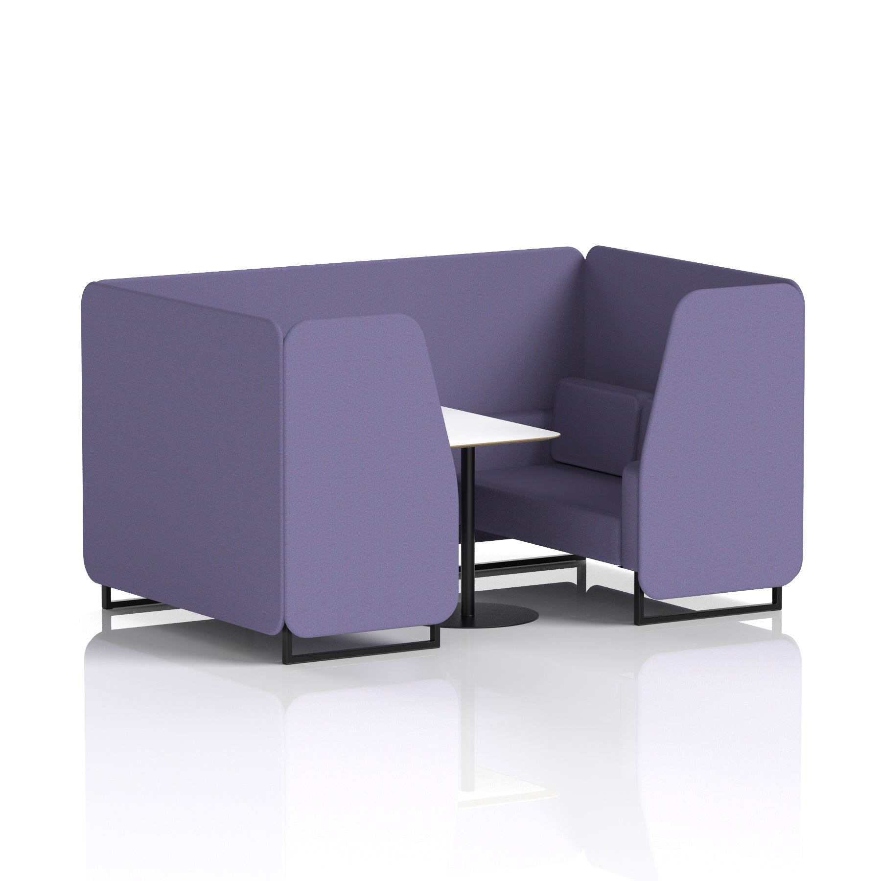 Brixworth Office Booth with White Table, 2/4/6 Seater, Multiple Colours, Black Frame, Plywood & Fabric, Self-Assembly, 10 Yr Frame Warranty