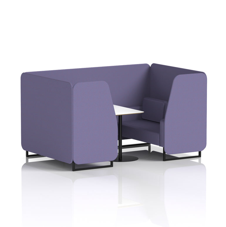 Brixworth Office Booth with White Table, 2/4/6 Seater, Multiple Colours, Black Frame, Plywood & Fabric, Self-Assembly, 10 Yr Frame Warranty