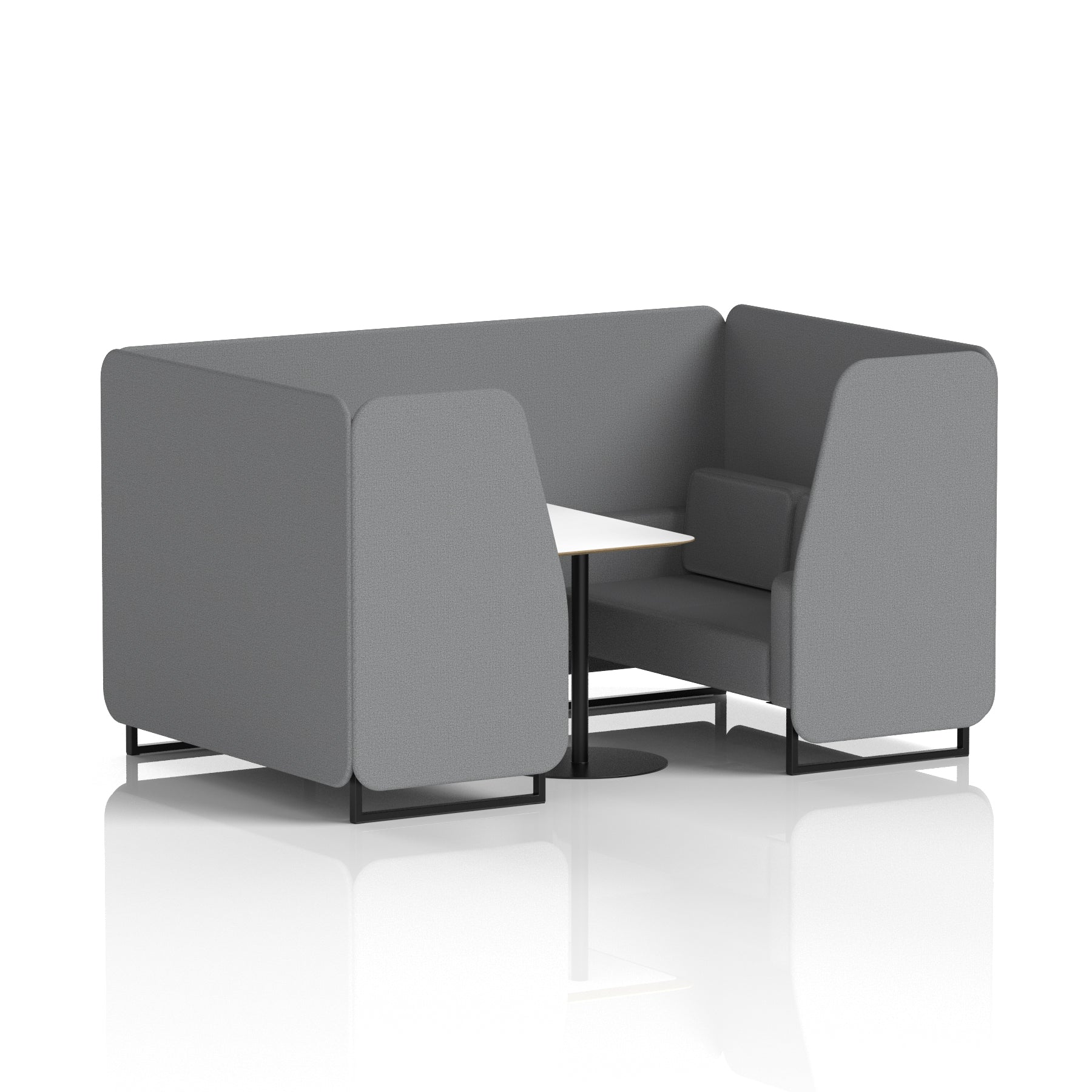 Brixworth Office Booth with White Table, 2/4/6 Seater, Multiple Colours, Black Frame, Plywood & Fabric, Self-Assembly, 10 Yr Frame Warranty