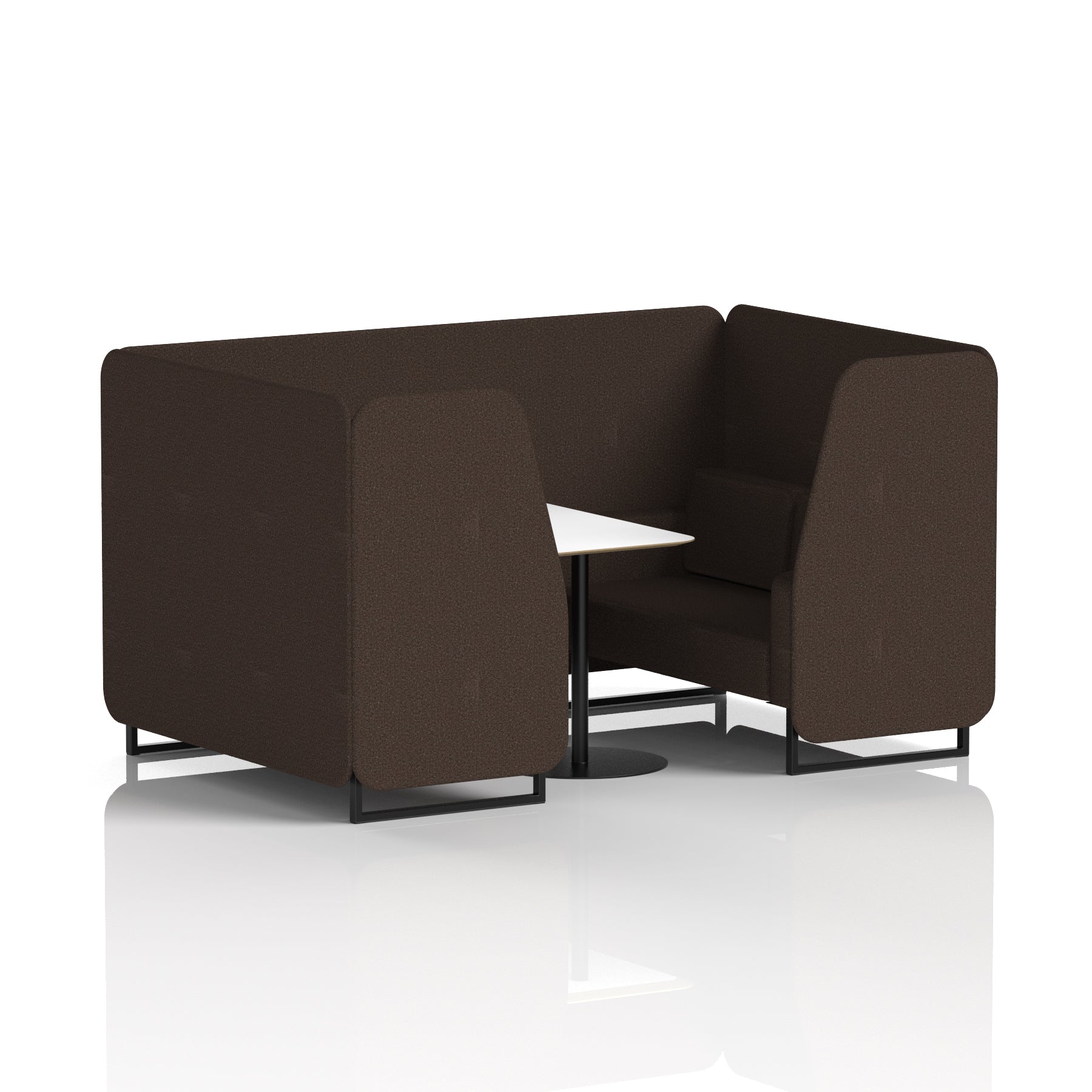 Brixworth Office Booth with White Table, 2/4/6 Seater, Multiple Colours, Black Frame, Plywood & Fabric, Self-Assembly, 10 Yr Frame Warranty