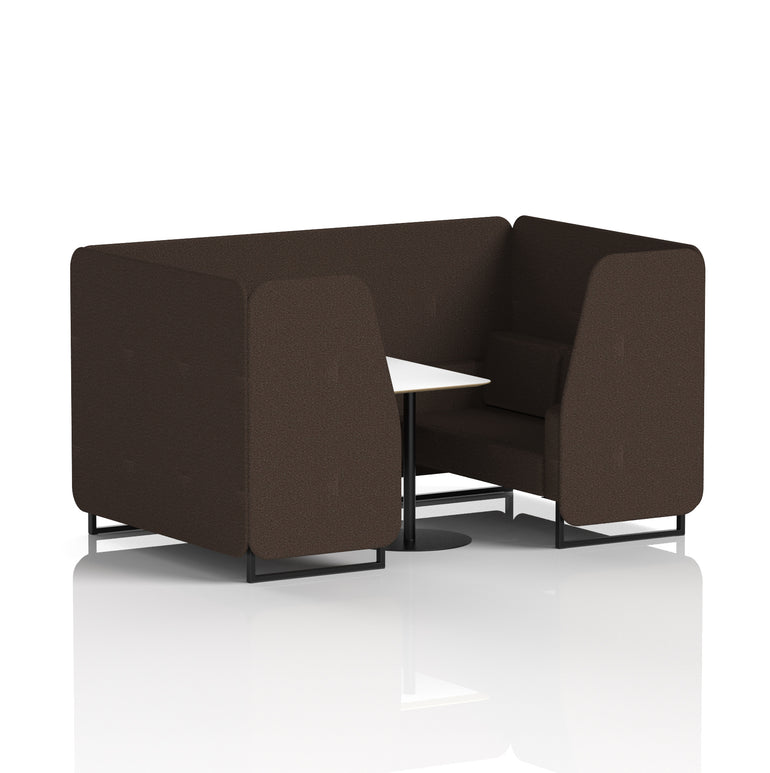 Brixworth Office Booth with White Table, 2/4/6 Seater, Multiple Colours, Black Frame, Plywood & Fabric, Self-Assembly, 10 Yr Frame Warranty