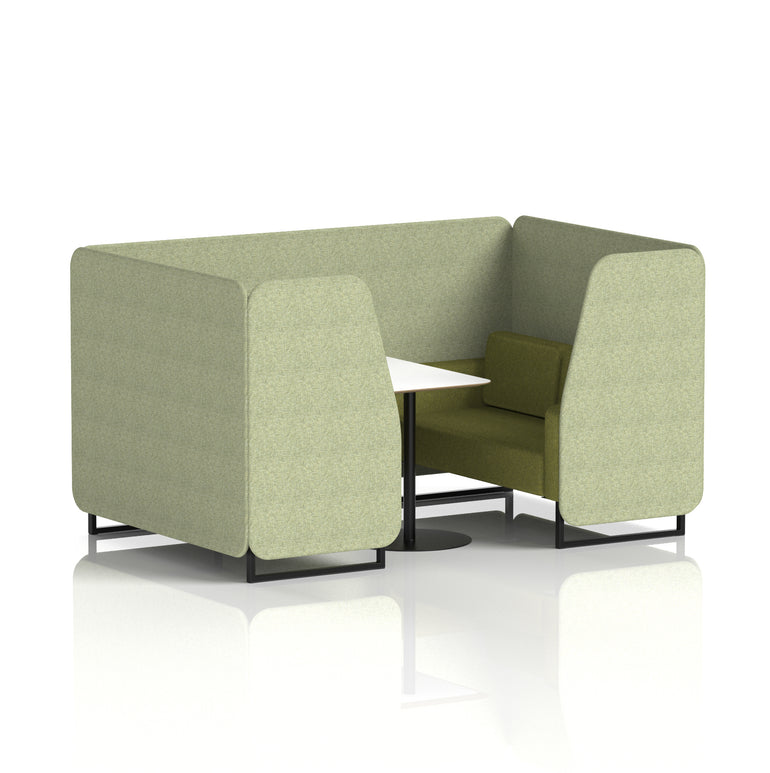 Brixworth Two-Tone Booth with White Table, 2–6 Seater, Multiple Colour Options, Black Frame, Fabric & Plywood, 10 Year Frame Warranty