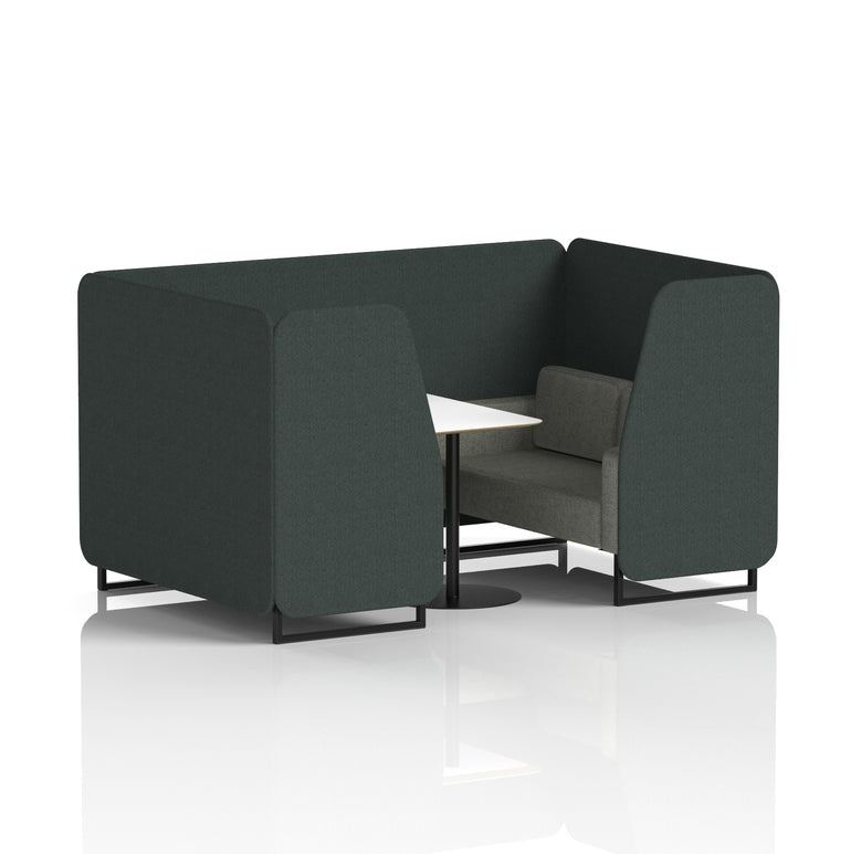 Brixworth Two-Tone Booth with White Table, 2–6 Seater, Multiple Colour Options, Black Frame, Fabric & Plywood, 10 Year Frame Warranty