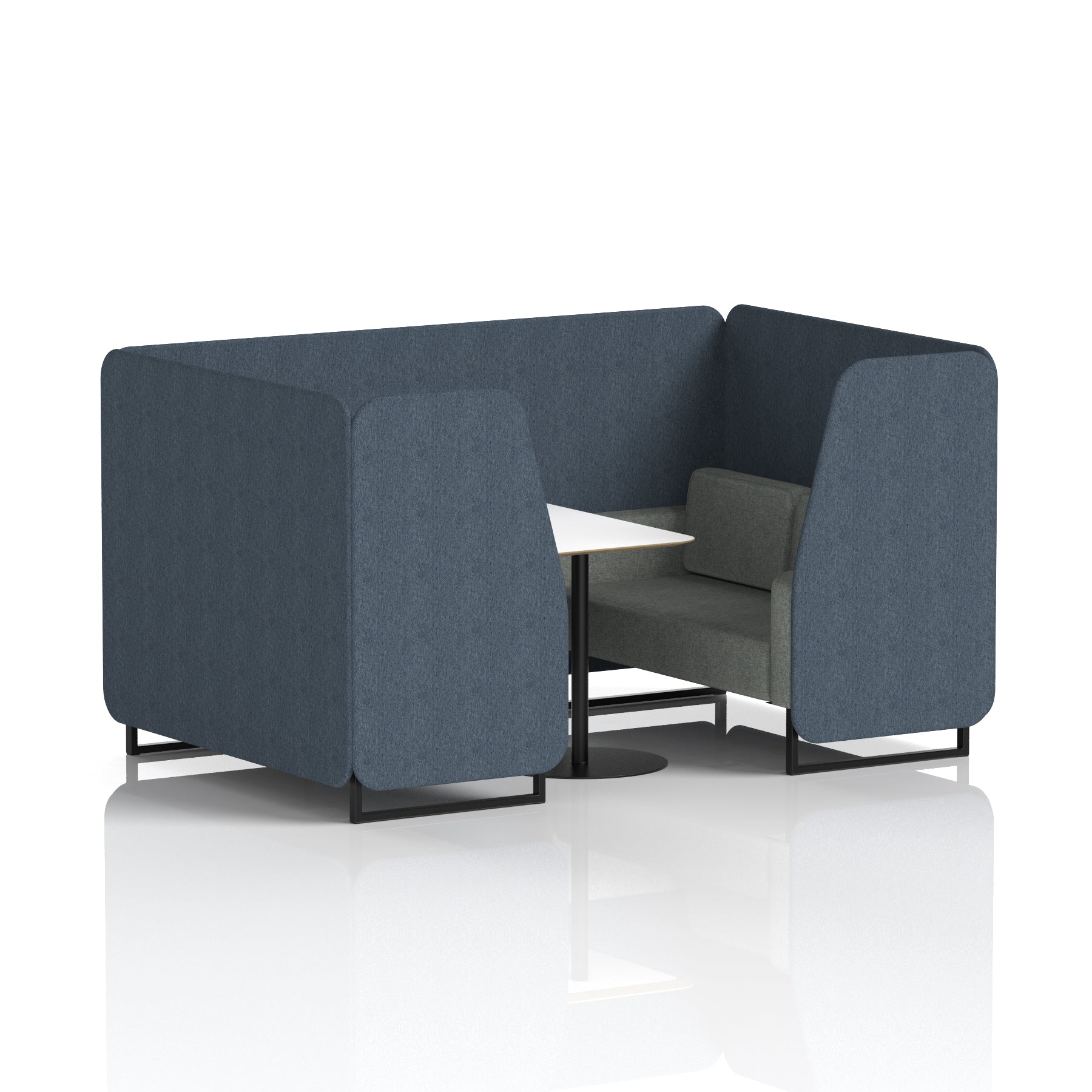 Brixworth Two-Tone Booth with White Table, 2–6 Seater, Multiple Colour Options, Black Frame, Fabric & Plywood, 10 Year Frame Warranty