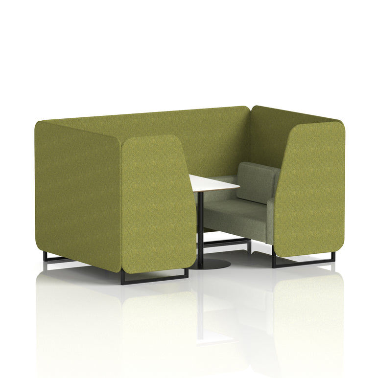 Brixworth Two-Tone Booth with White Table, 2–6 Seater, Multiple Colour Options, Black Frame, Fabric & Plywood, 10 Year Frame Warranty